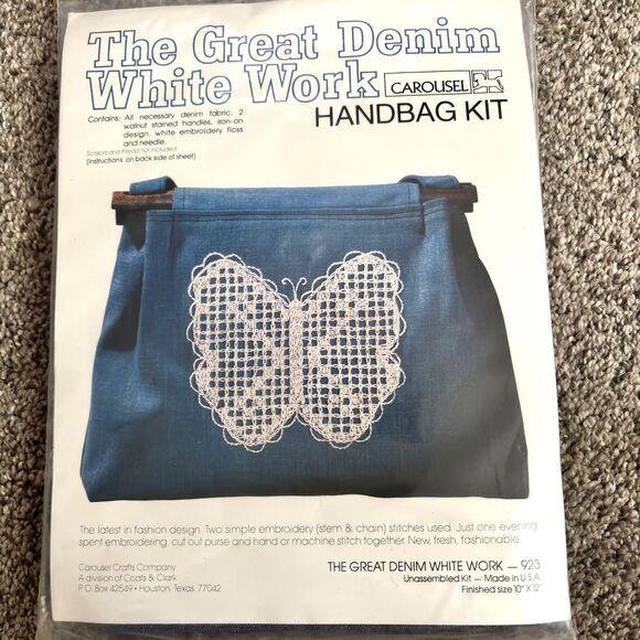 The Great Denim White Work Carousel DIY Handbag Kit 10"x12" Made In USA - Picture 1 of 2